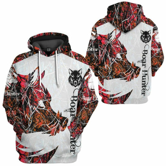 3D Wildschwein Jäger Rot Benutzerdefinierte T-shirt Hoodie Bekleidung