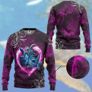 3D Pink Heart Sea Turtle Tshirt Hoodie Apparel