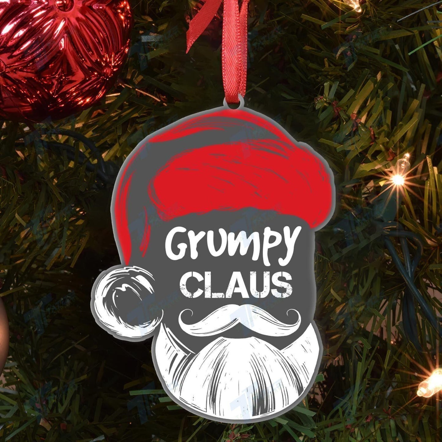 Christmas Grumpy Claus Acrylic Ornament, Christmas Gift, Christmas Decoration