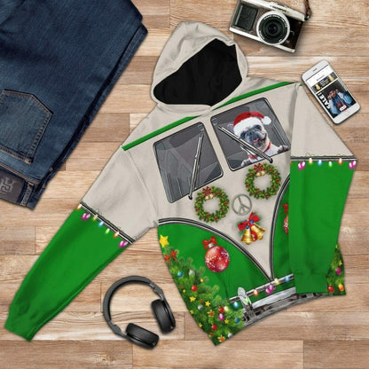 3D Bulldogs fahren Hippie-Autos zu Weihnachten Custom T-Shirt Bekleidung