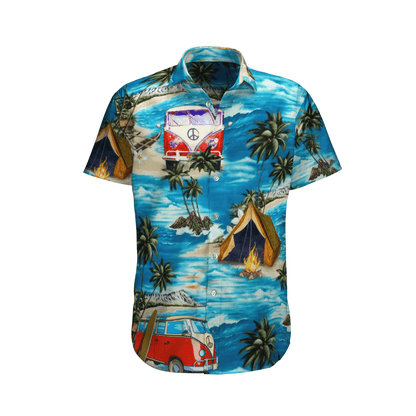 Camping Design Happy Moment At Beautiful Beach Hawaiian Shirt, Hawaiian Shirt Gift, Christmas Gift