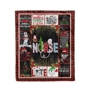 This is Santa's favorite nurse so be nice to the nurse Christmas fleece blanket - Funny Christmas family unique gift idea for nurse