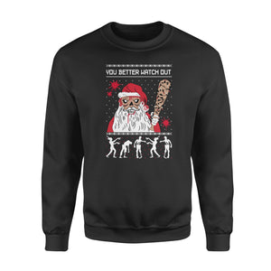 Ugly Christmas Sweater Zombie Walker Scarys and Dead Santa Women Sweatshirt - Funny sweatshirt gifts christmas ugly sweater for men and women