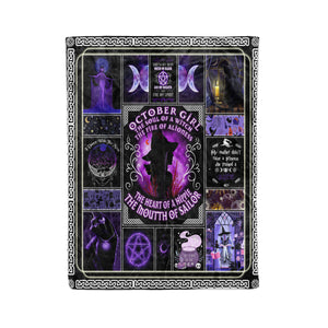 October girl the soul of witch fleece blanket gifts Christmas family gift idea