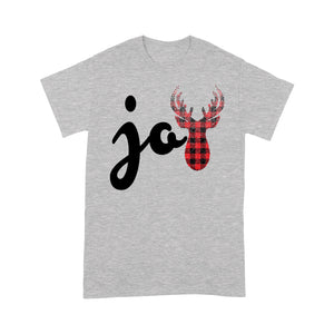 Joy - Red Buffalo Plaid Christmas Reindeer Family Gift  Tee Shirt Gift For Christmas