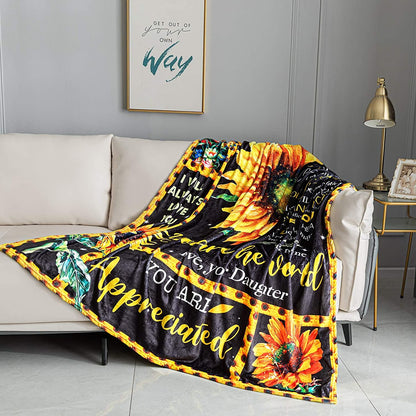 To My Mom Blanket from Daughter Blanket, Sunflower Blanket, I Love You Mom Blanket Soft Cozy Warm Mom Throw Blanket