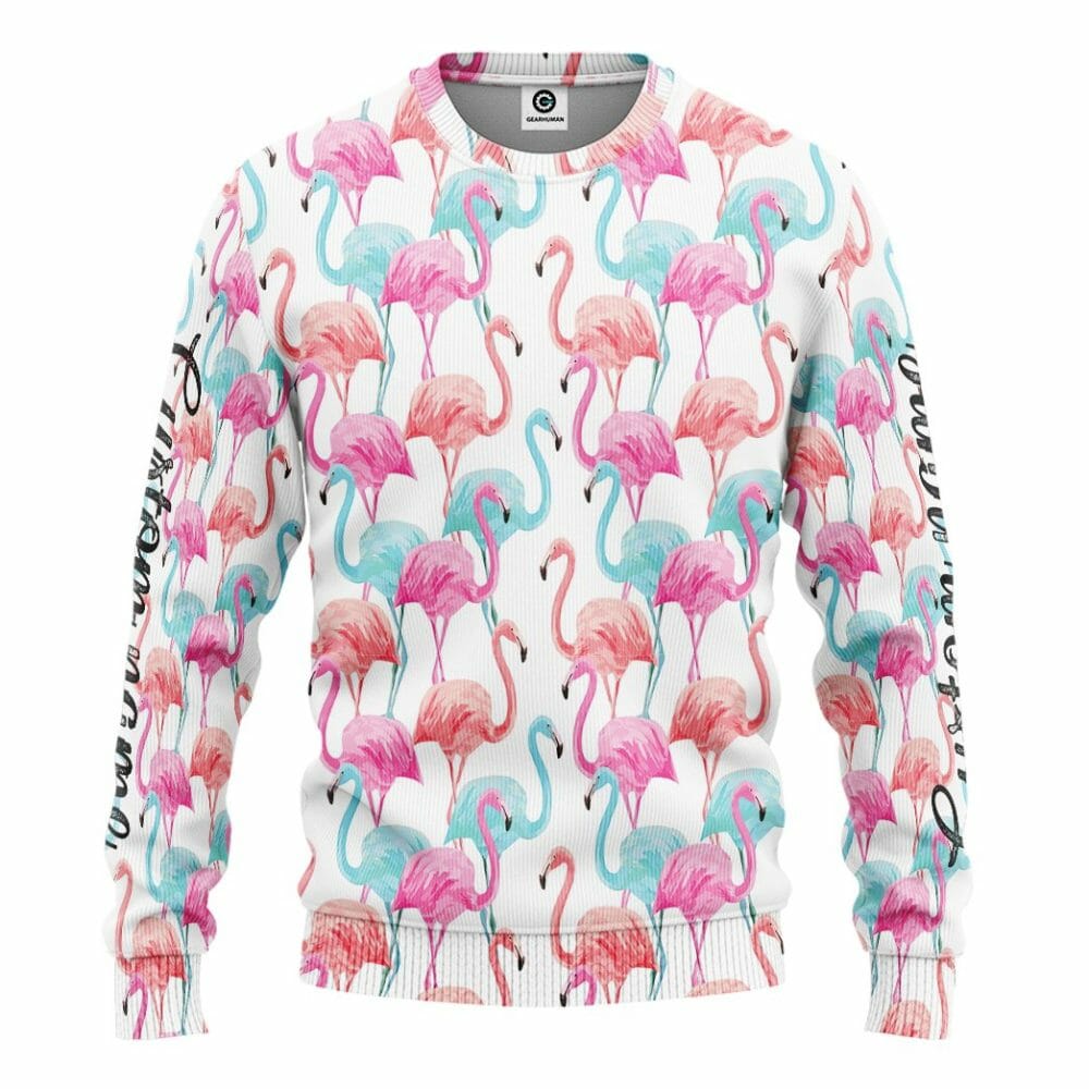 3D Flamingo Pink Blue Water Hoodie Custom Hoodies