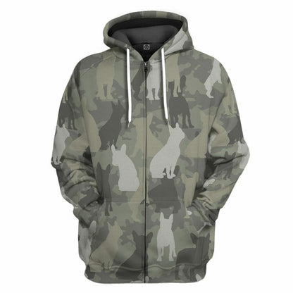 3D French Bulldog Camo Custom Tshirt Hoodie Apparel