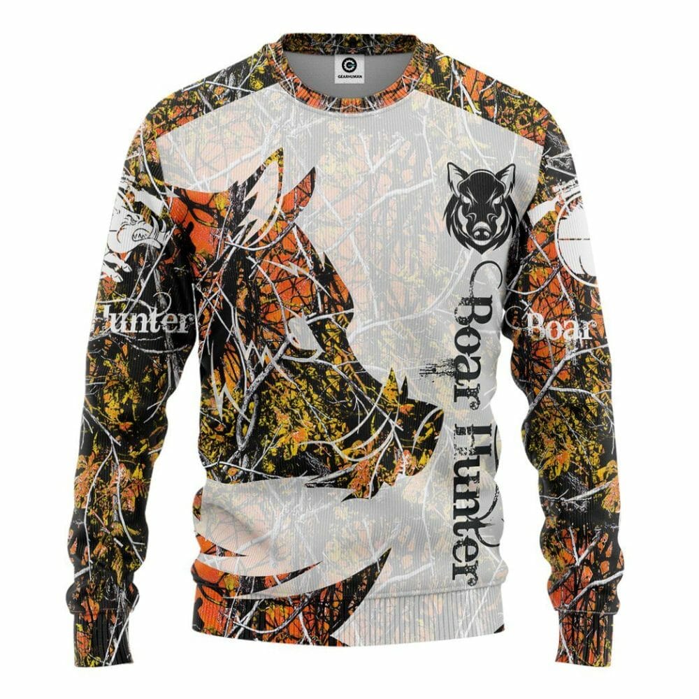3D Wildschwein Jäger Orange Custom T-Shirt Hoodie Bekleidung