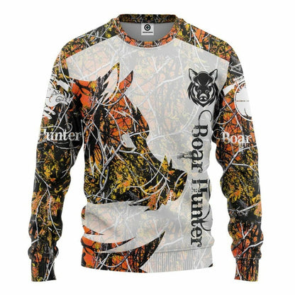 3D Wildschwein Jäger Orange Custom T-Shirt Hoodie Bekleidung