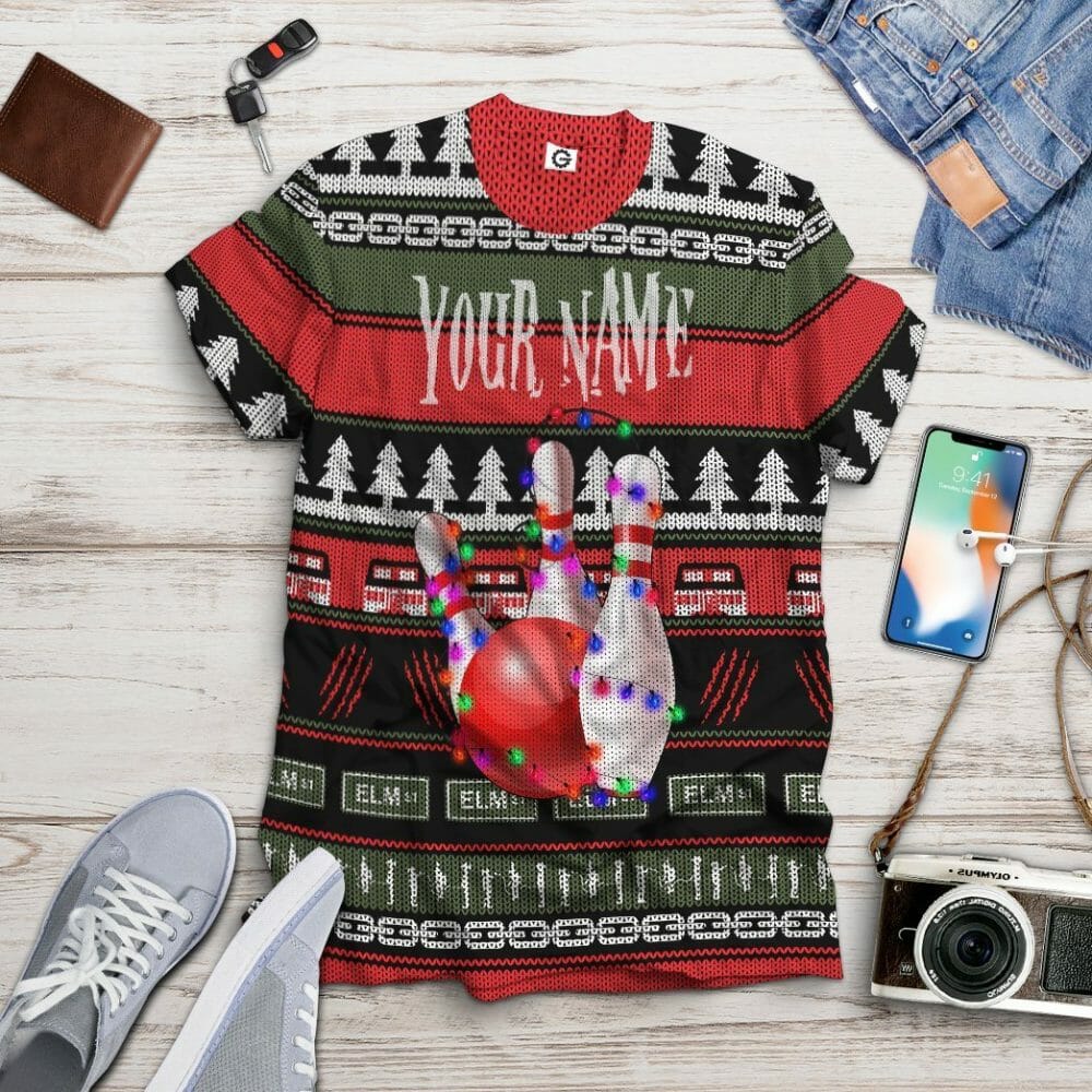 3D Custom Bowling Hässliche Weihnachten T-Shirt Hoodie Bekleidung