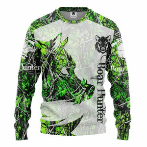 3D Boar Hunter Green Custom Tshirt Hoodie Apparel