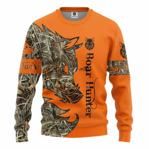 3D Orange Boar Hunter Custom Tshirt Hoodie Apparel