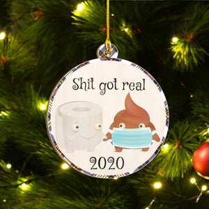 Funny Merry Poopmas Ornaments Set, 2020 Shit Got Real Ornaments Set, Christmas Ornament Family Gift Idea