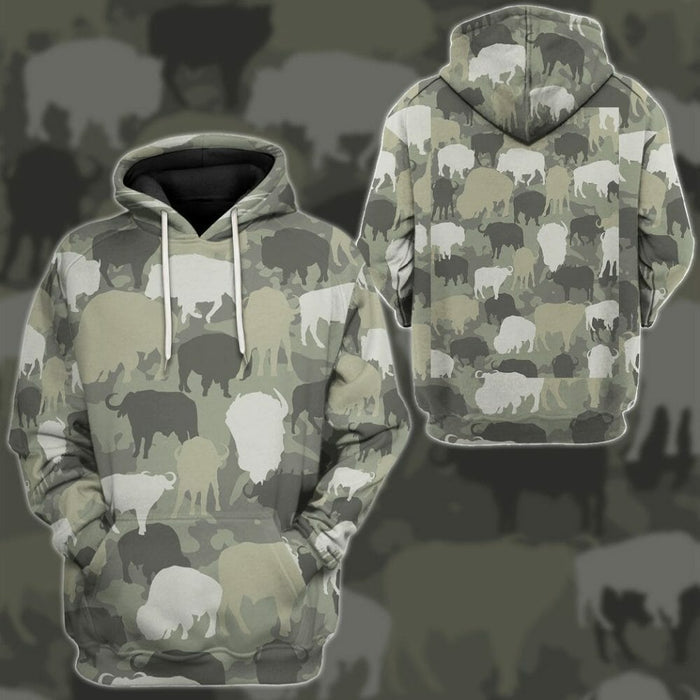 3D Bison Camo Custom Tshirt Hoodie Apparel