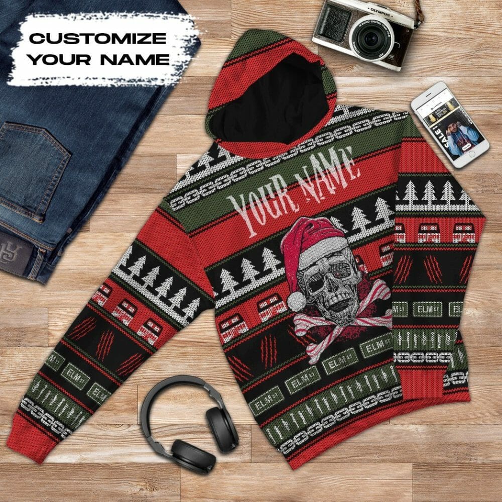 3D Custom Skul Hässliche Weihnachten T-Shirt Hoodie Bekleidung