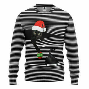 3D Black cat at Christmas Custom Tshirt Apparel