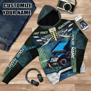 3D Dirt Track Racing Custom Name Tshirt Hoodie Apparel