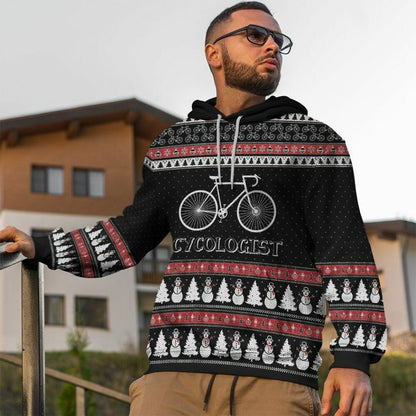 3D Hässlicher Weihnachts-Cycologist-Hoodie mit Aufschrift „Cycologist“