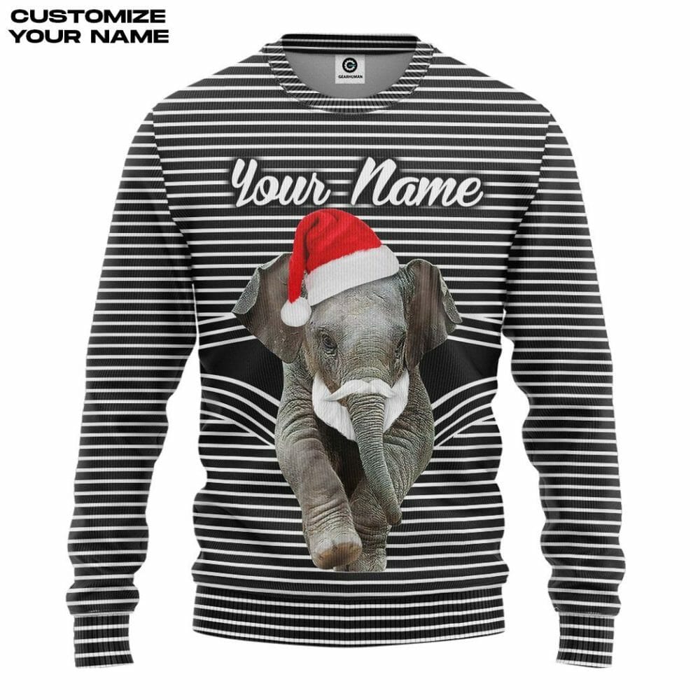 3D Elefant Weihnachten Custom T-Shirt Hoodie Bekleidung