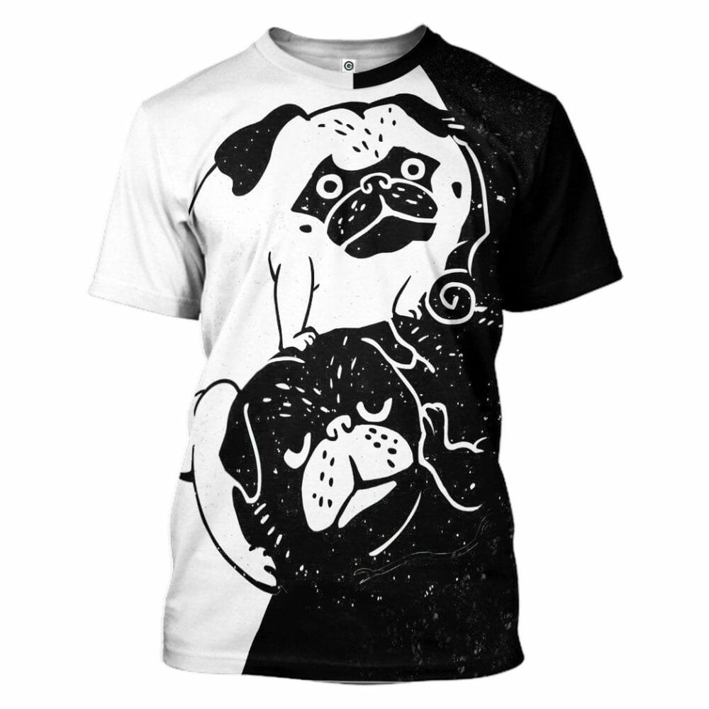 3D Pug Yin And Yang Custom Tshirt Hoodie Apparel