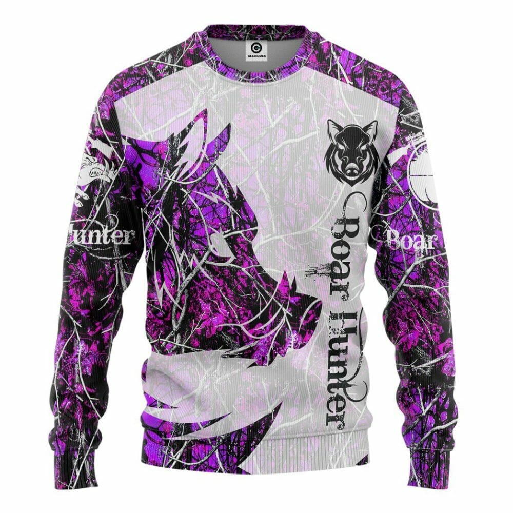 3D Wildschwein Jäger Lila Benutzerdefinierte T-shirt Hoodie Bekleidung