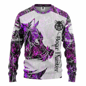 3D Boar Hunter Purple Custom Tshirt Hoodie Apparel