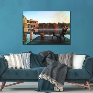 Personalized Lake View with Chair 0.75 & 1.5 In Framed Canvas -Street Signs Customized With Names - Wall Decor,Canvas Wall Art