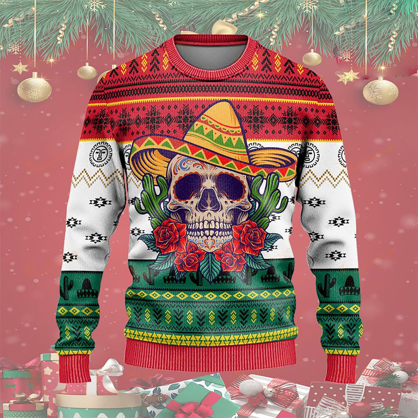 Christmas Mexico skull Ugly Sweaters, Christmas Ugly Sweater, Christmas Gift, Gift Christmas 2024