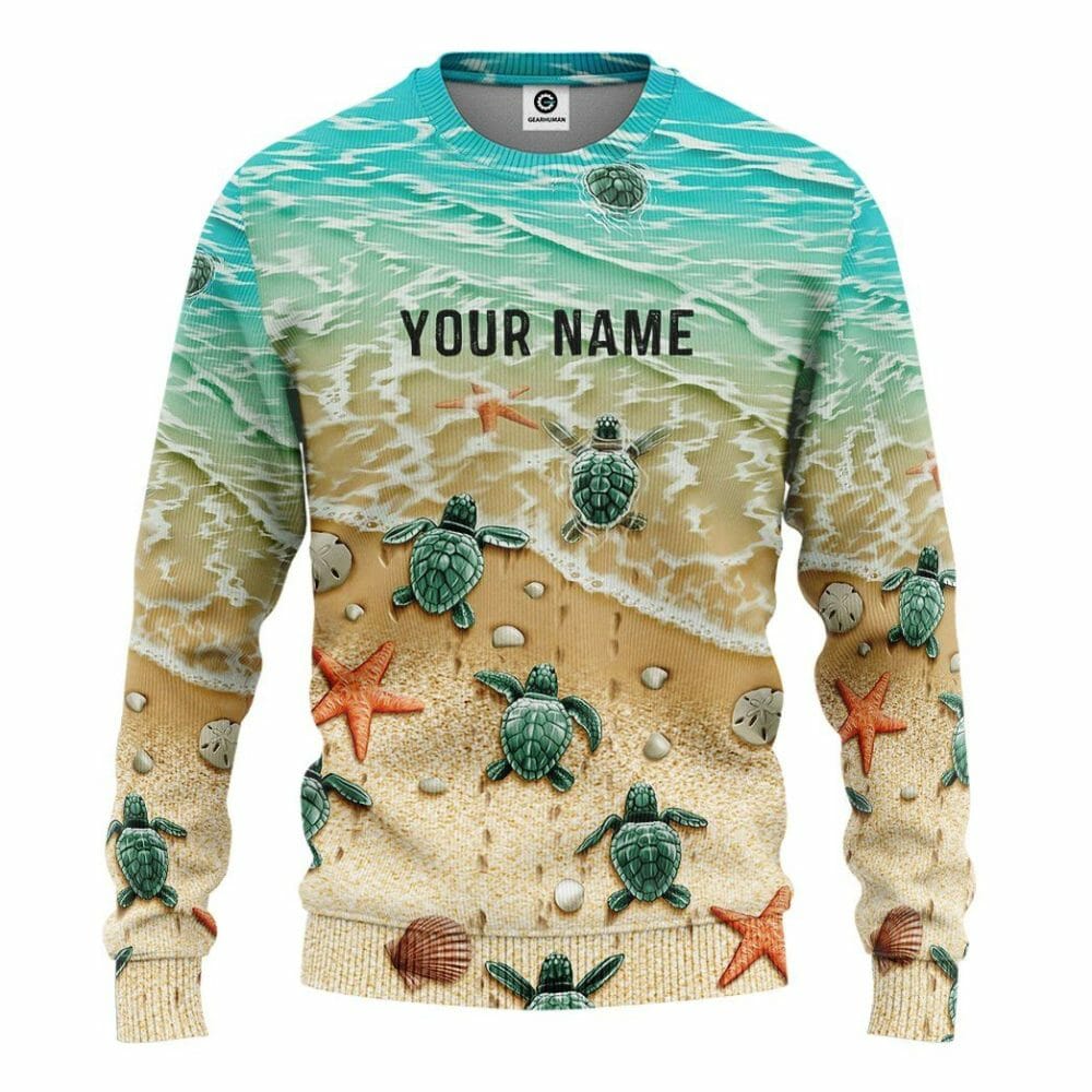 3D Sea Turtle Custom Name Tshirt Hoodie Apparel