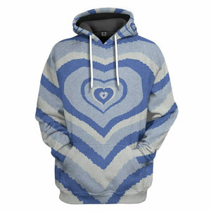 3D Blue Heart Wave Custom Sweater