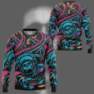 3D Skull In The Dark Space Custom Hoodies