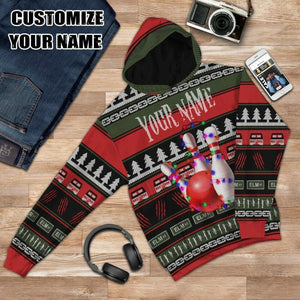 3D Custom Bowling Ugly Christmas Tshirt Hoodie Apparel