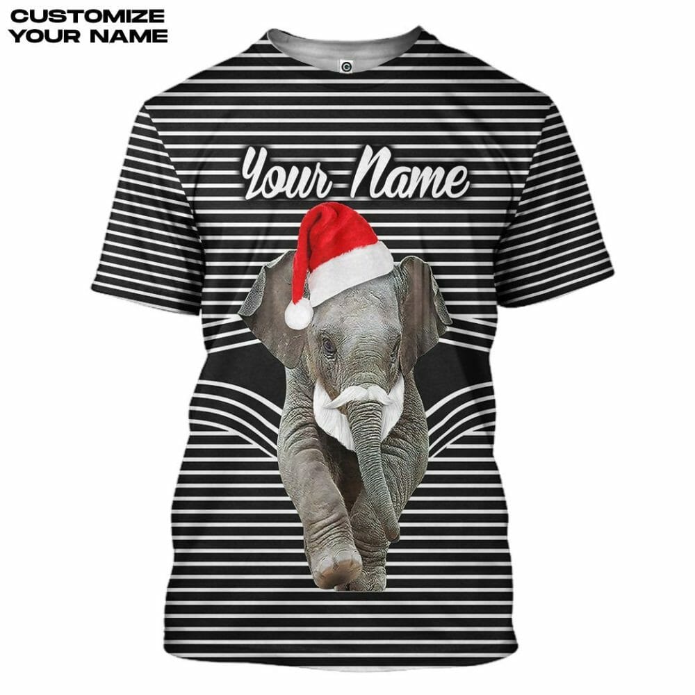 3D Elefant Weihnachten Custom T-Shirt Hoodie Bekleidung