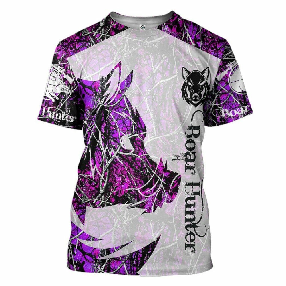 3D Wildschwein Jäger Lila Benutzerdefinierte T-shirt Hoodie Bekleidung