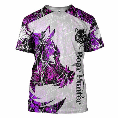 3D Wildschwein Jäger Lila Benutzerdefinierte T-shirt Hoodie Bekleidung