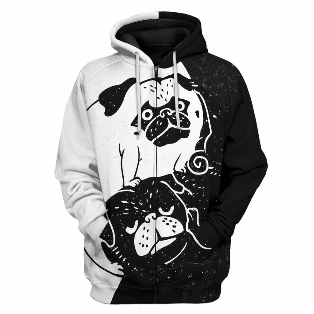 3D Pug Yin And Yang Custom Tshirt Hoodie Apparel