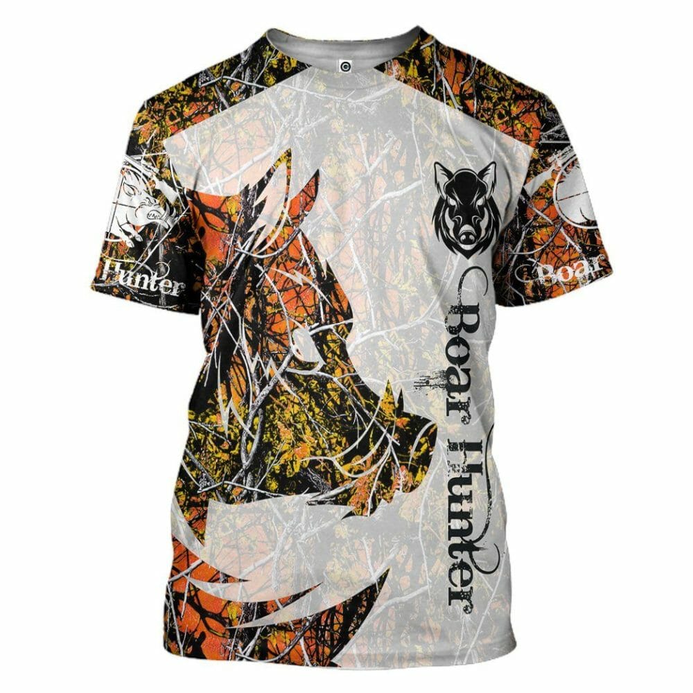 3D Wildschwein Jäger Orange Custom T-Shirt Hoodie Bekleidung