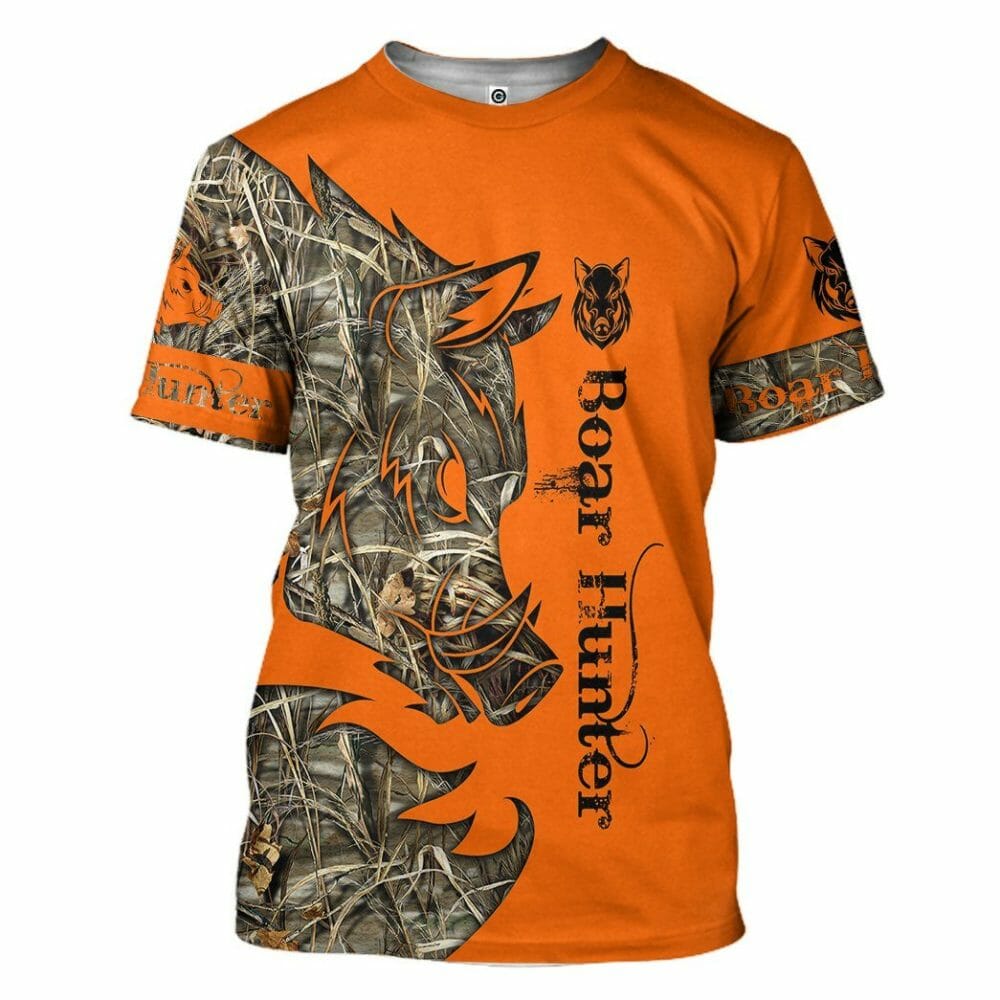 3D Orange Boar Hunter Custom Tshirt Hoodie Apparel