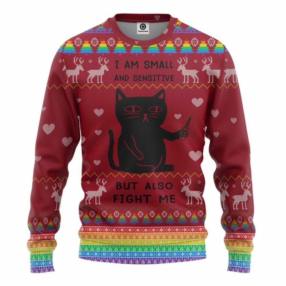 3D Ugly Christmas Ich bin klein und empfindlich, aber kämpfe auch gegen mich Custom Hoodie Bekleidung