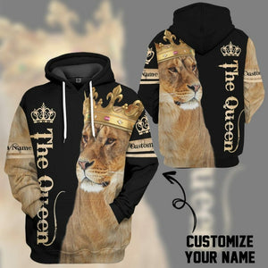 3D Lion Queen Custom Name Tshirt Hoodie Apparel