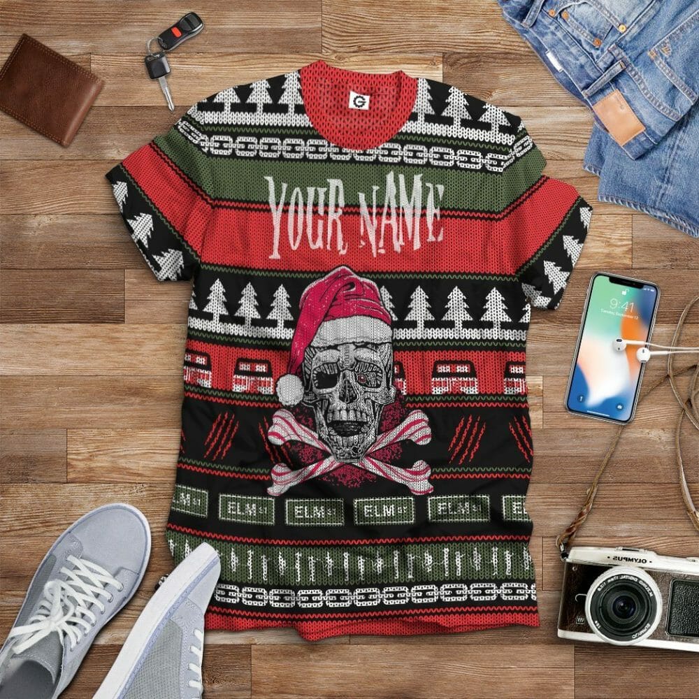 3D Custom Skul Hässliche Weihnachten T-Shirt Hoodie Bekleidung