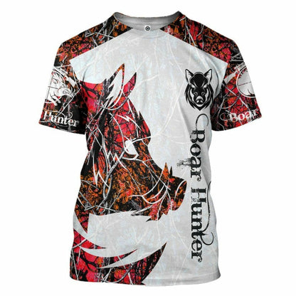 3D Wildschwein Jäger Rot Benutzerdefinierte T-shirt Hoodie Bekleidung