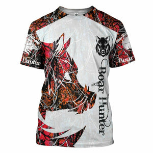 3D Boar Hunter Red Custom Tshirt Hoodie Apparel