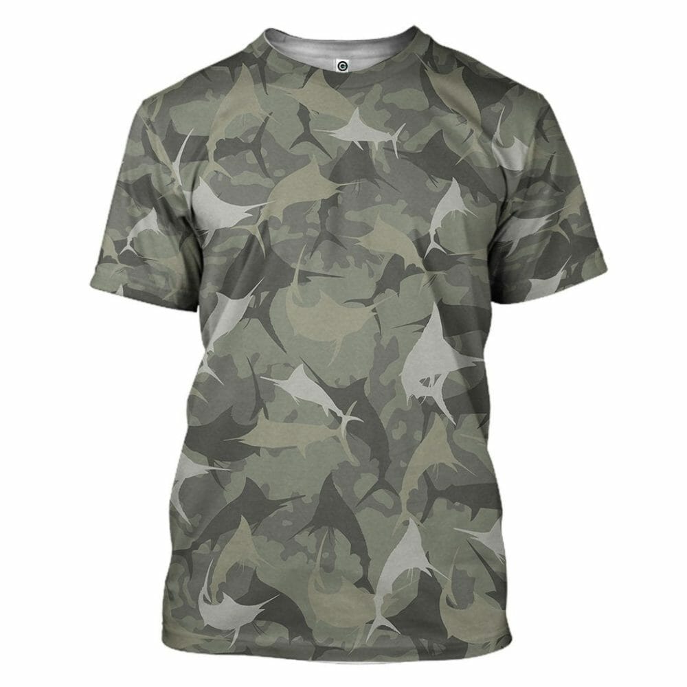 3D Marlin Camo Custom Tshirt Hoodie Apparel