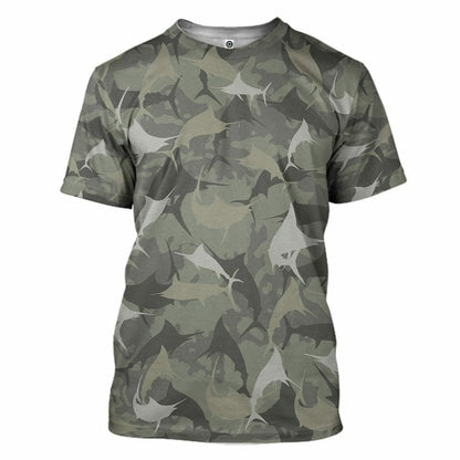 3D Marlin Camo Custom Tshirt Hoodie Apparel