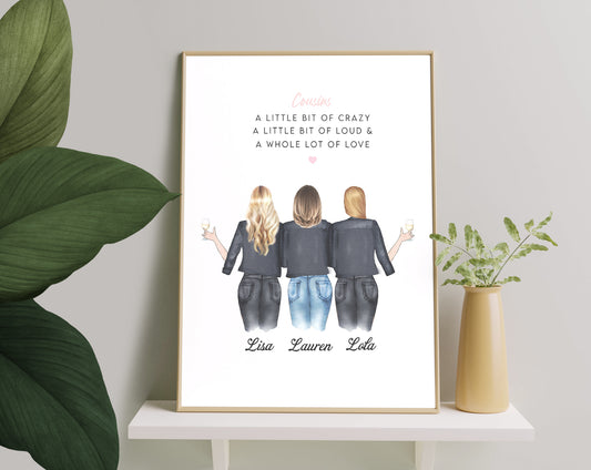 Personalized Picture Pretty Cousin Gift, Personalized Cousin Print, Christmas Gift For Cousin, Cousins Present, Gift for Cousin, Best Friends Gift, Best friends Print