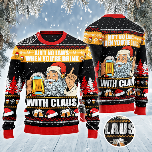 Ain't No Laws When You_re Drink With Claus Christmas Sweater, Christmas Ugly Sweater, Christmas Gift, Gift Christmas 2024