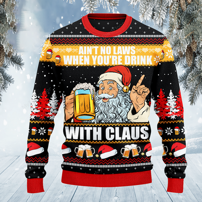 Ain't No Laws When You_re Drink With Claus Christmas Sweater, Christmas Ugly Sweater, Christmas Gift, Gift Christmas 2024