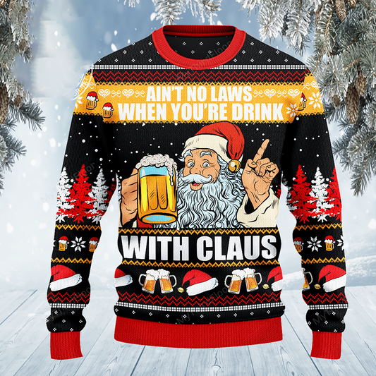 Ain't No Laws When You_re Drink With Claus Christmas Sweater, Christmas Ugly Sweater, Christmas Gift, Gift Christmas 2024